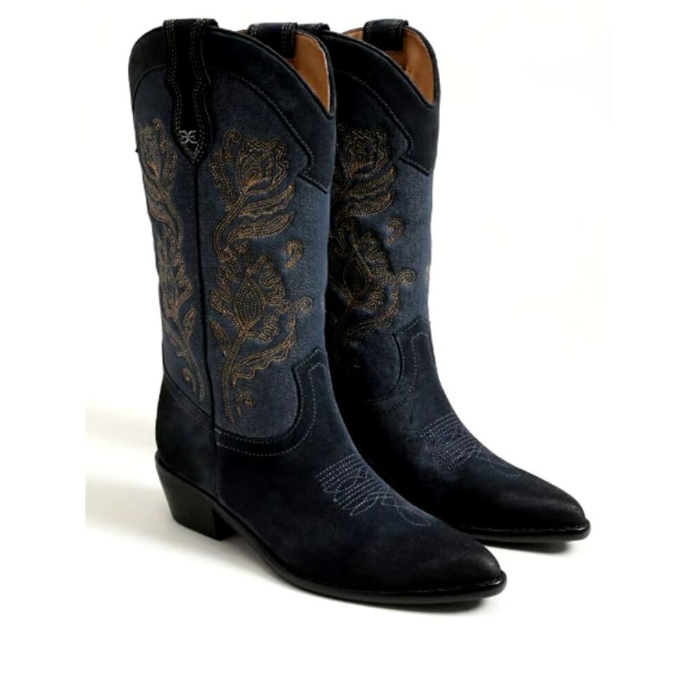 Sam Edelman Atlantic Suede Leather Rue Western Boots Size 9M
